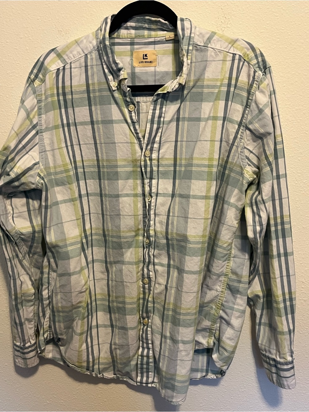 Light Green Plaid Button-Down Shirt by Life Khaki